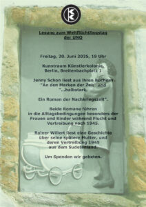 Lesung zum Weltflüchtlingstag der UNO @ KunstRaum der Künstlerkolonie
